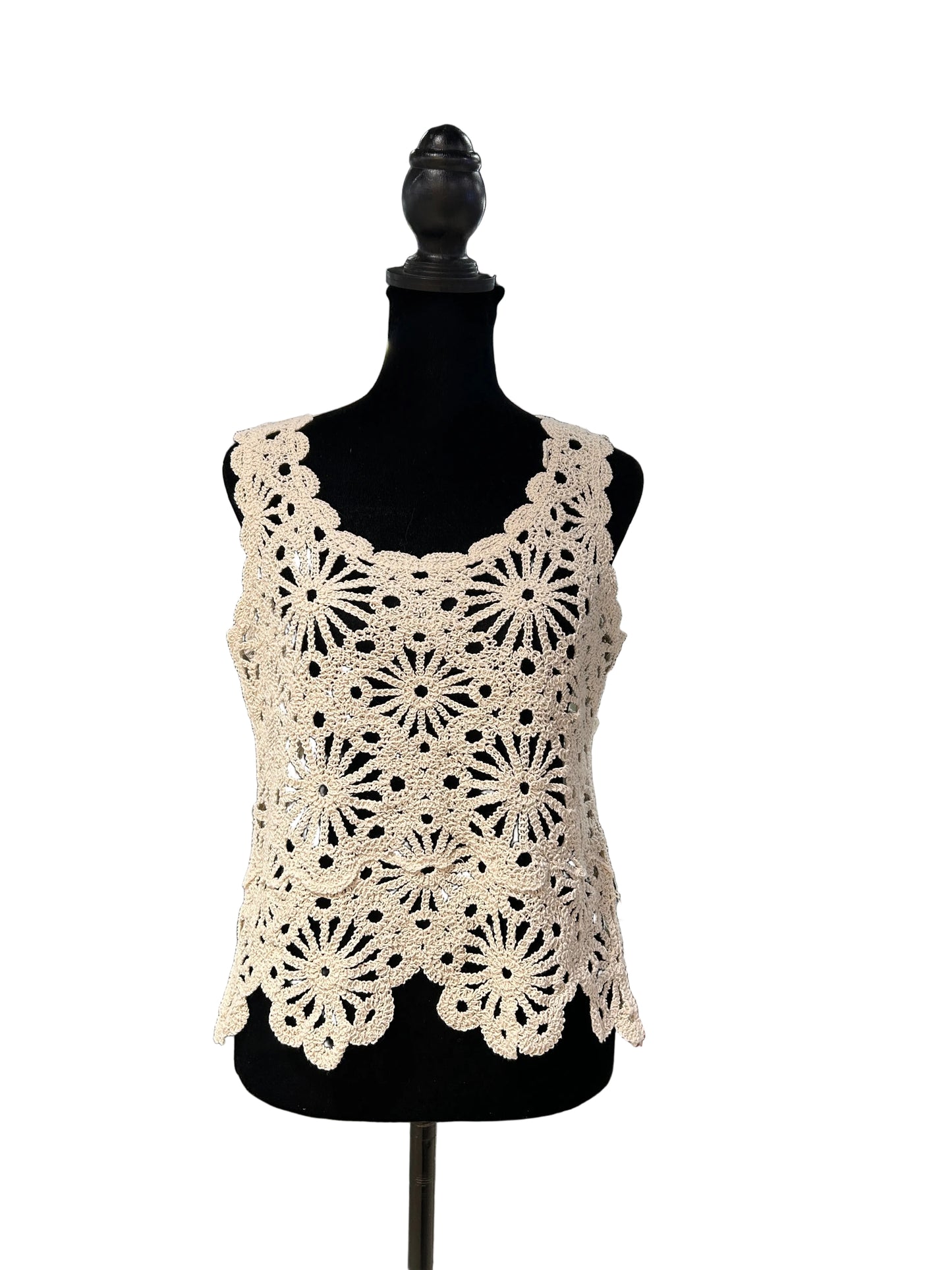 “Rebellion Again” Floral Crochet Tank