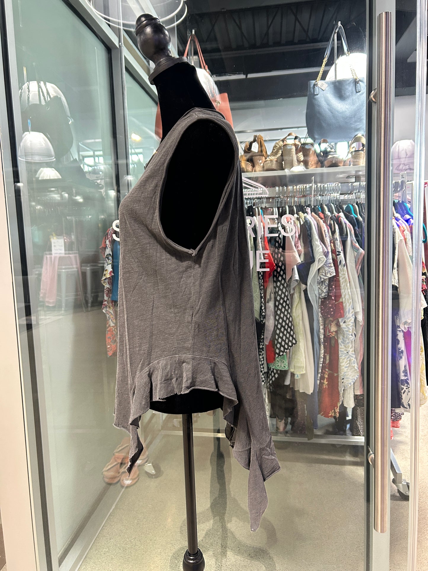 “NSF” Ruffled Hem Tank