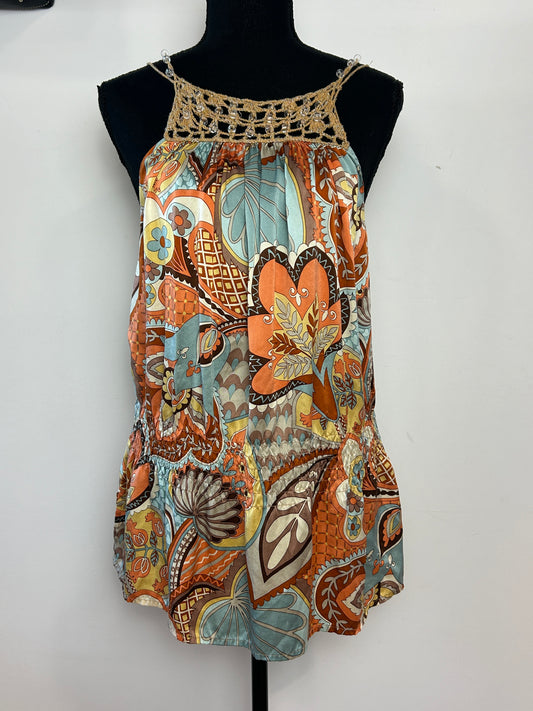 100% silk printed halter top
