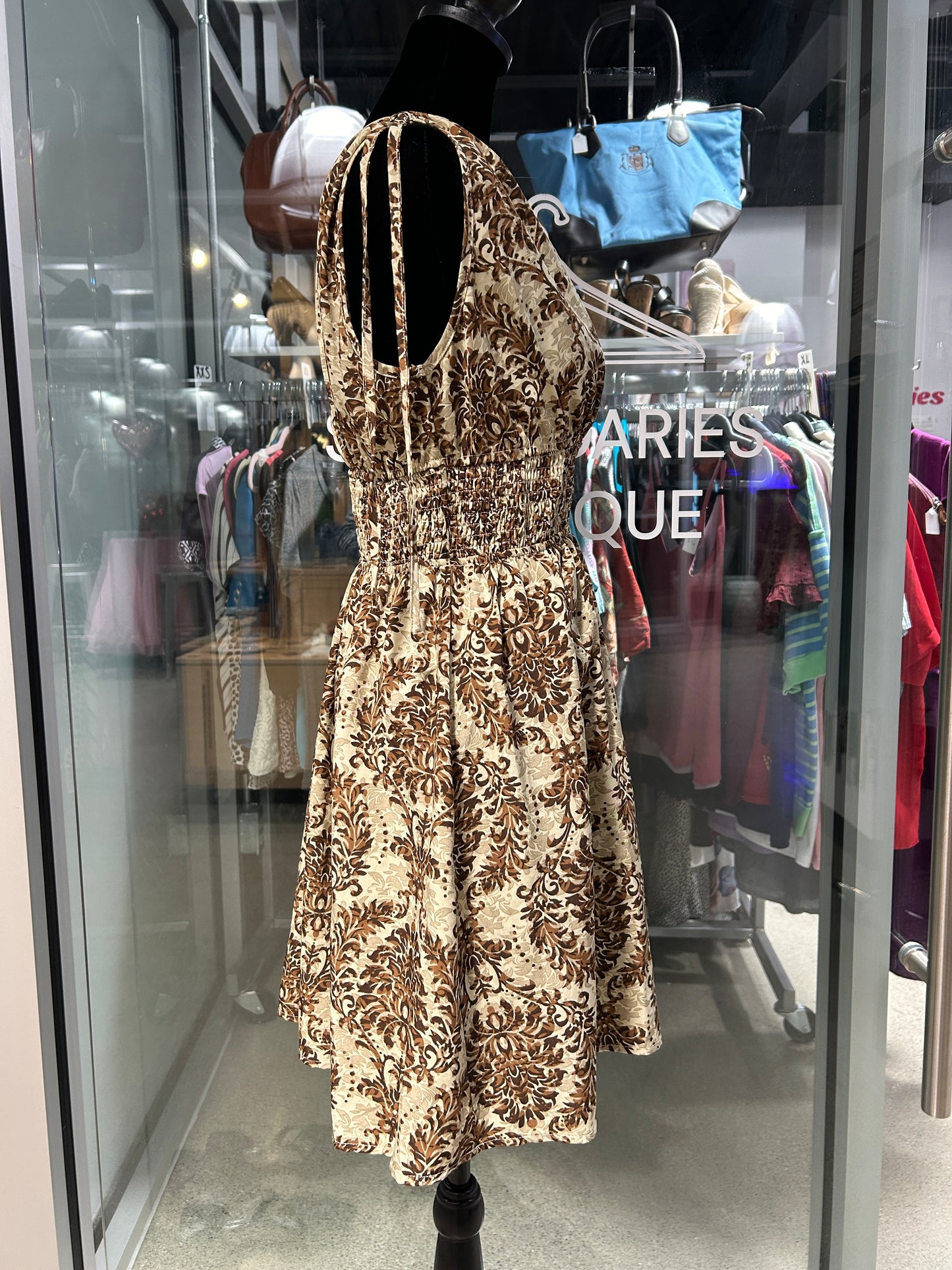 “Cupshe” Damask Sleeveless Smocked Waist Mini Dress