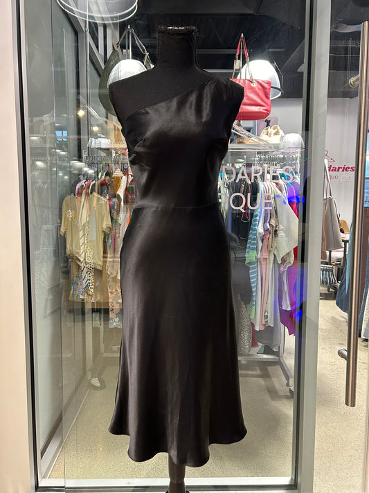 Black one-shoulder midi dress