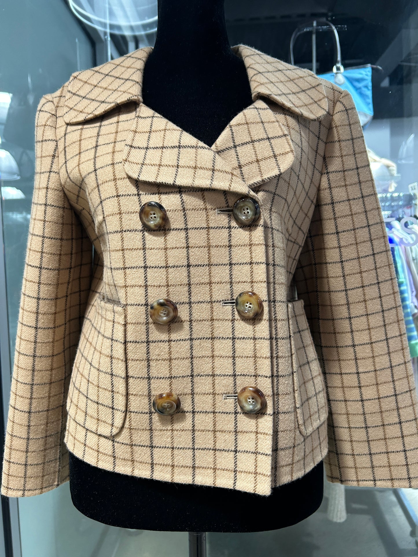 “Michael Kors Collection” Checkered Double-Breasted Jacket