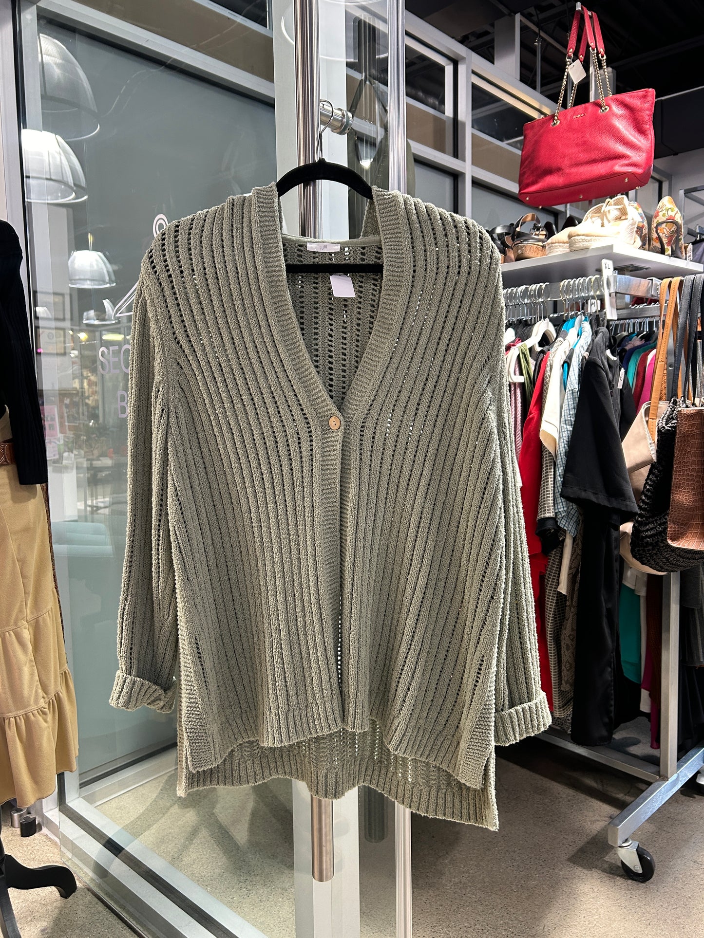 Sage Green Hooded Knit Cardigan