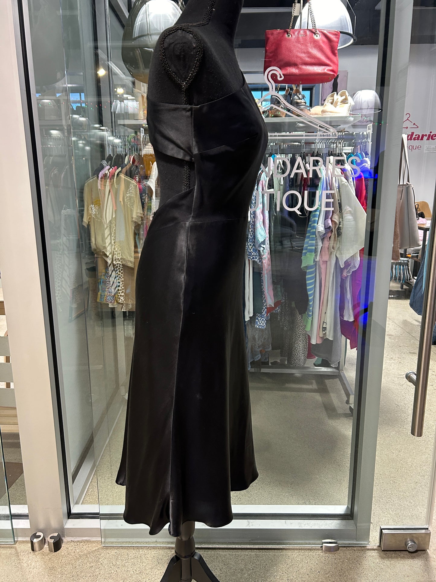 Black one-shoulder midi dress