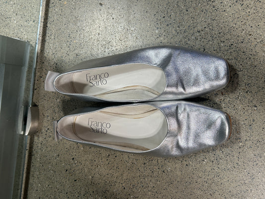 Silver leather ballet flats