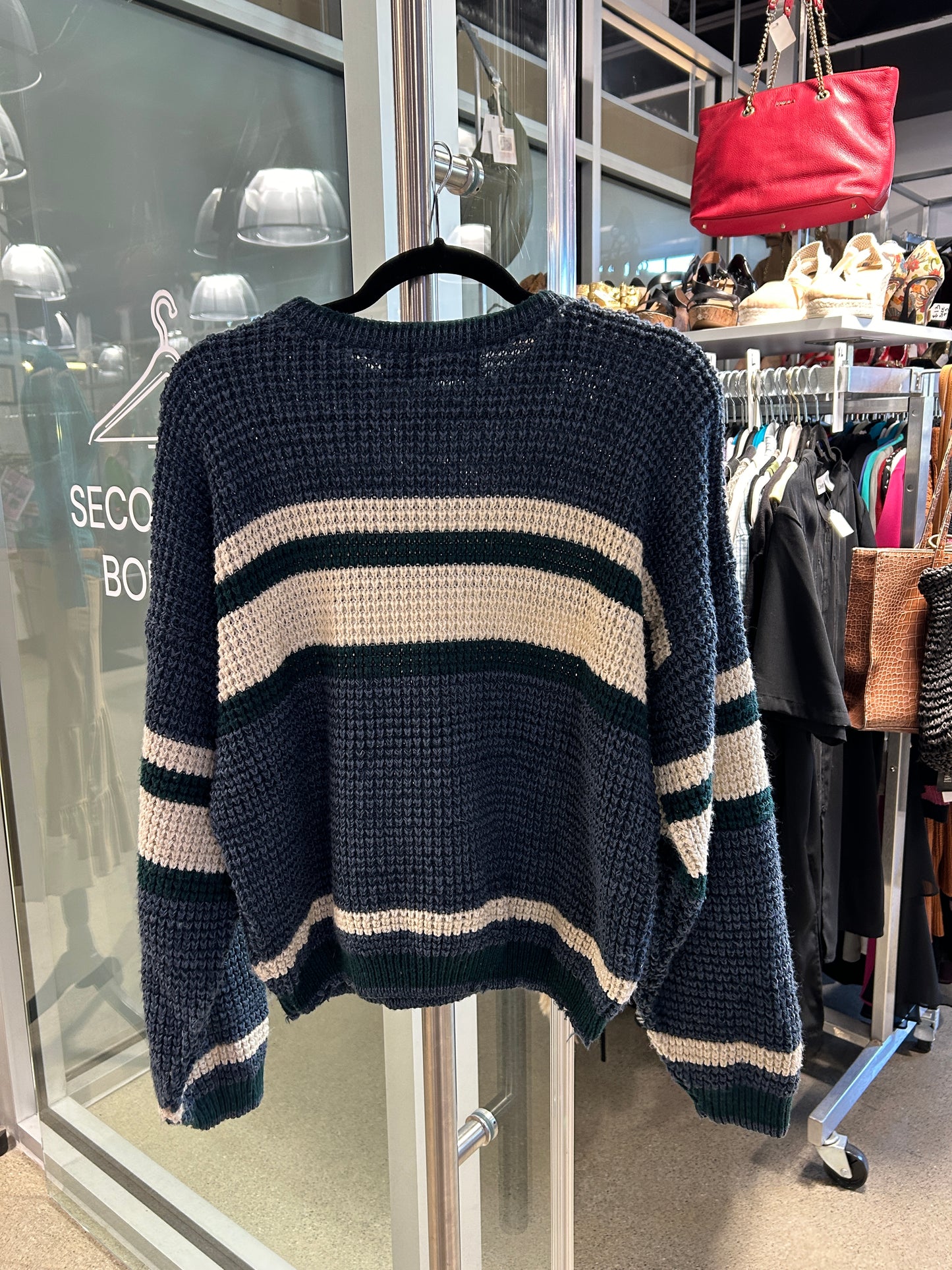 Vintage striped knit crew neck sweater