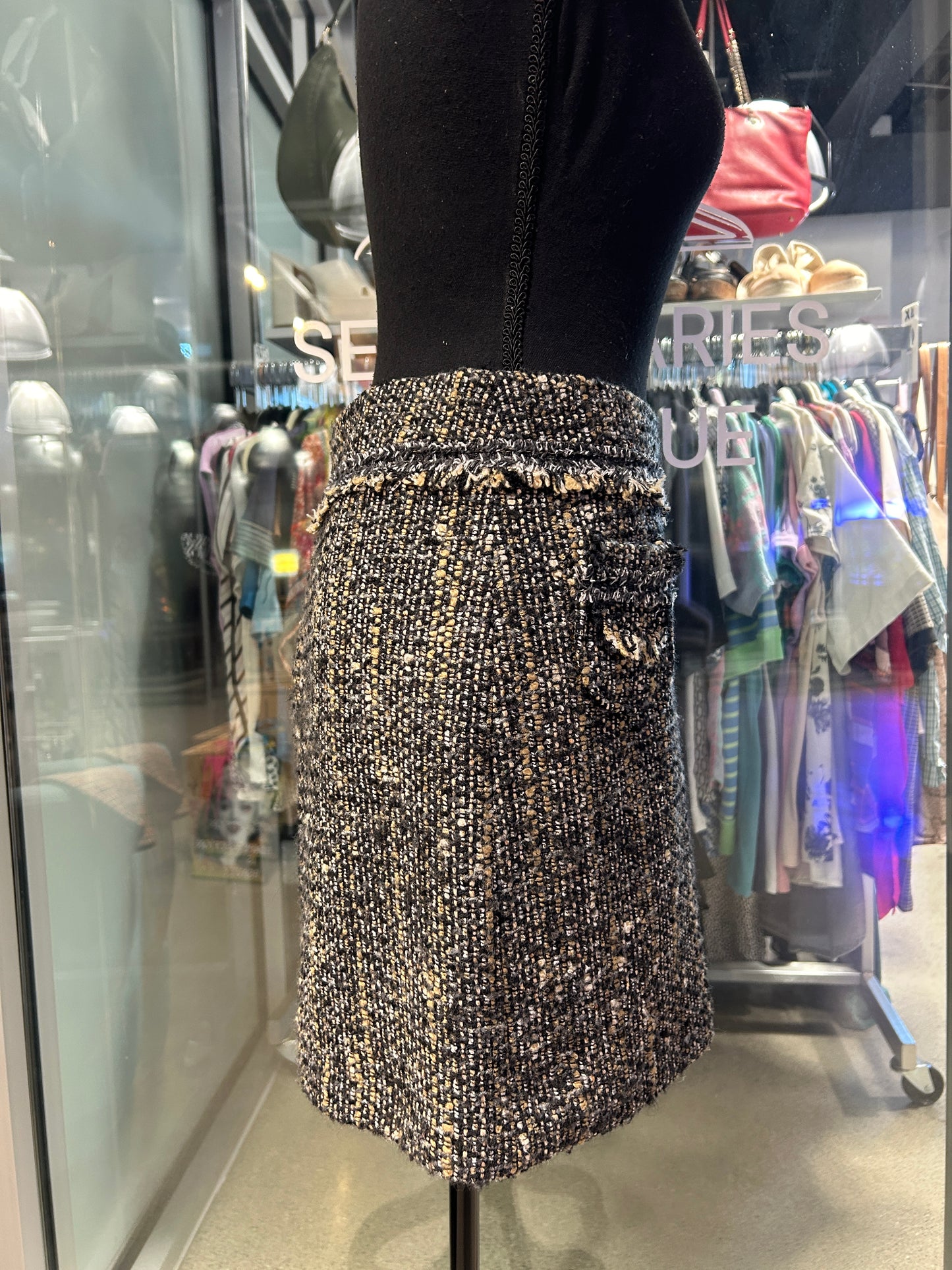 Black and tan tweed mini skirt