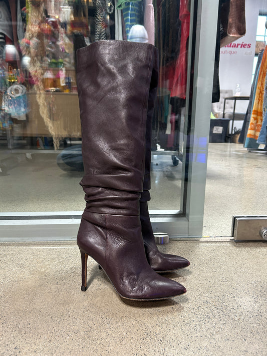 Slouchy leather knee-high boots