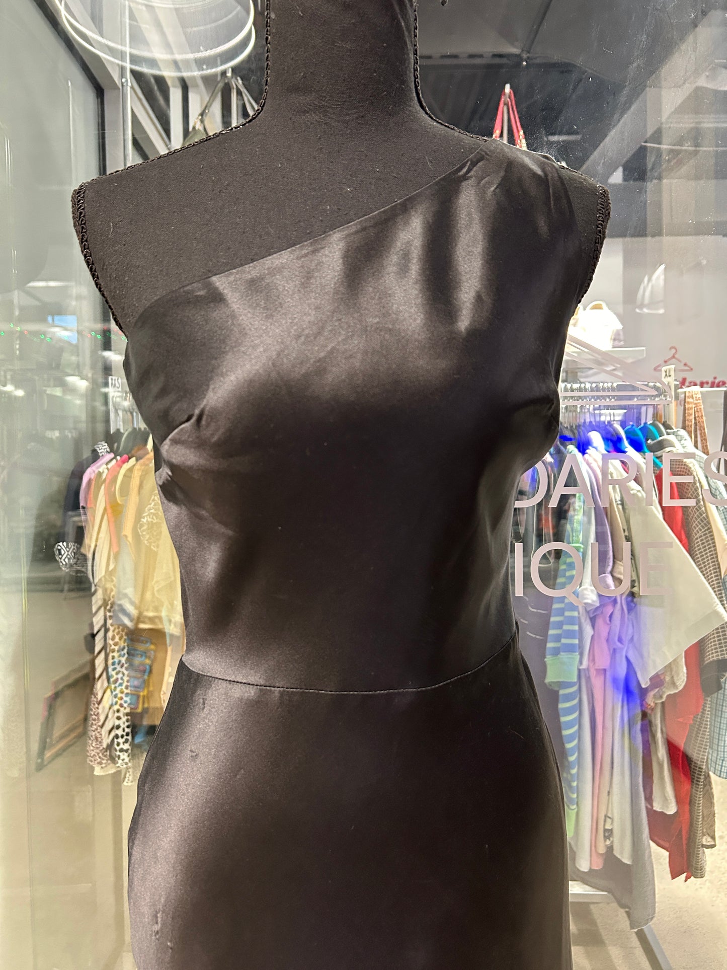 Black one-shoulder midi dress