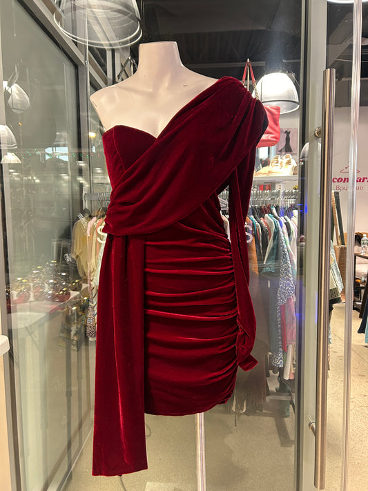 Michael Costello x REVOLVE Carmen Dress in Burgundy