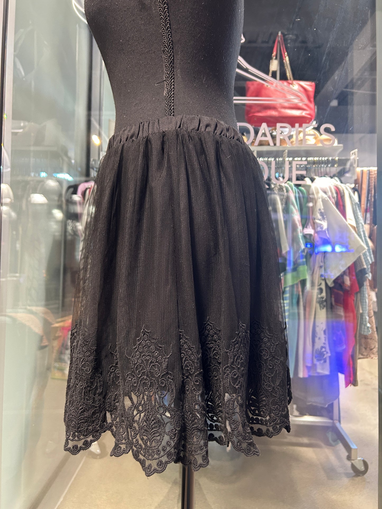 Black mesh lace skirt