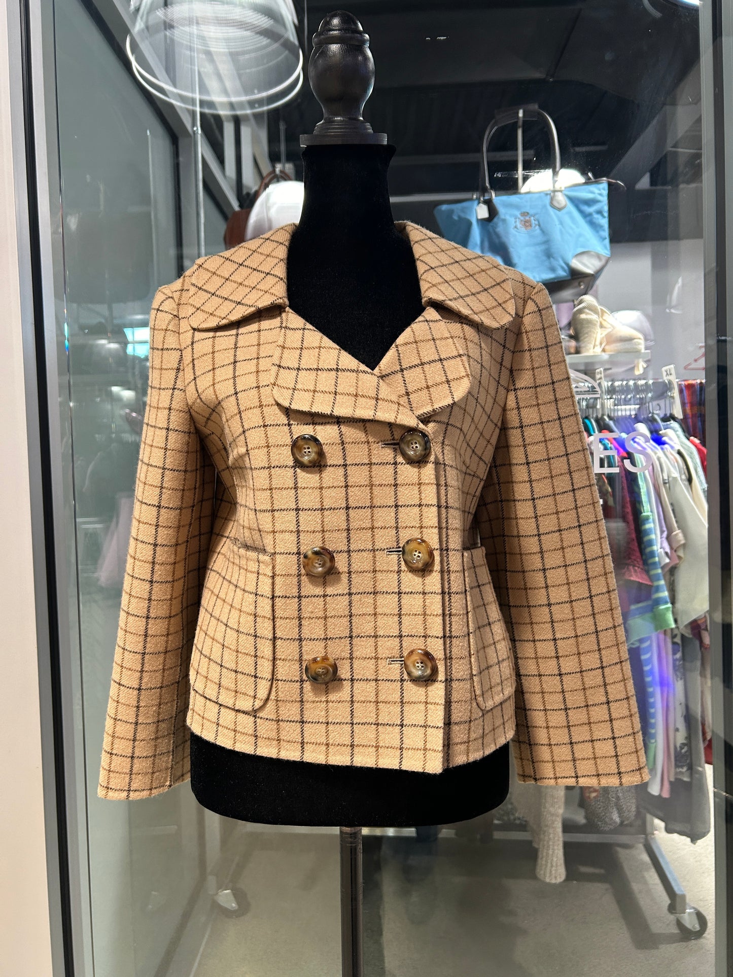 “Michael Kors Collection” Checkered Double-Breasted Jacket