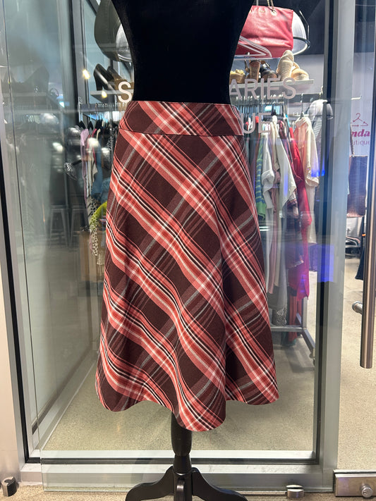 “H&M” Plaid Midi- Skirt