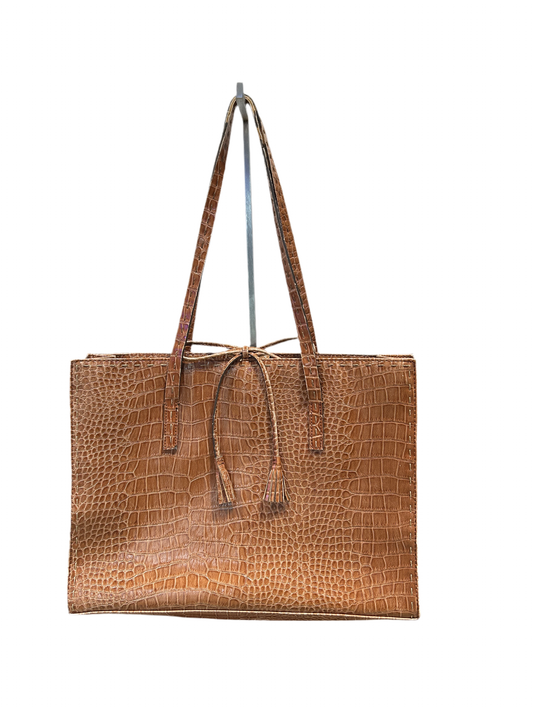 Faux leather reptile embossed tote bag