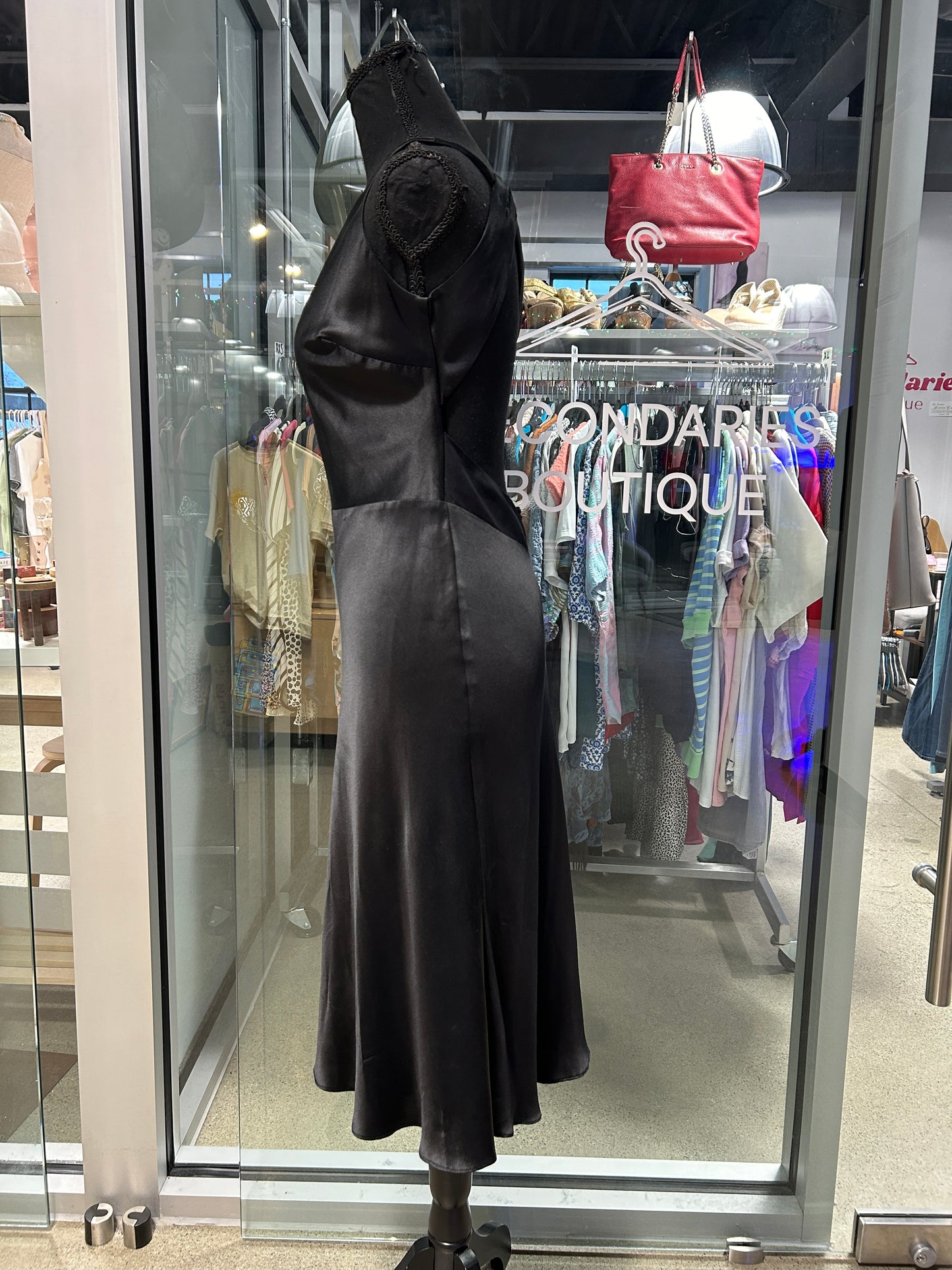 Black one-shoulder midi dress