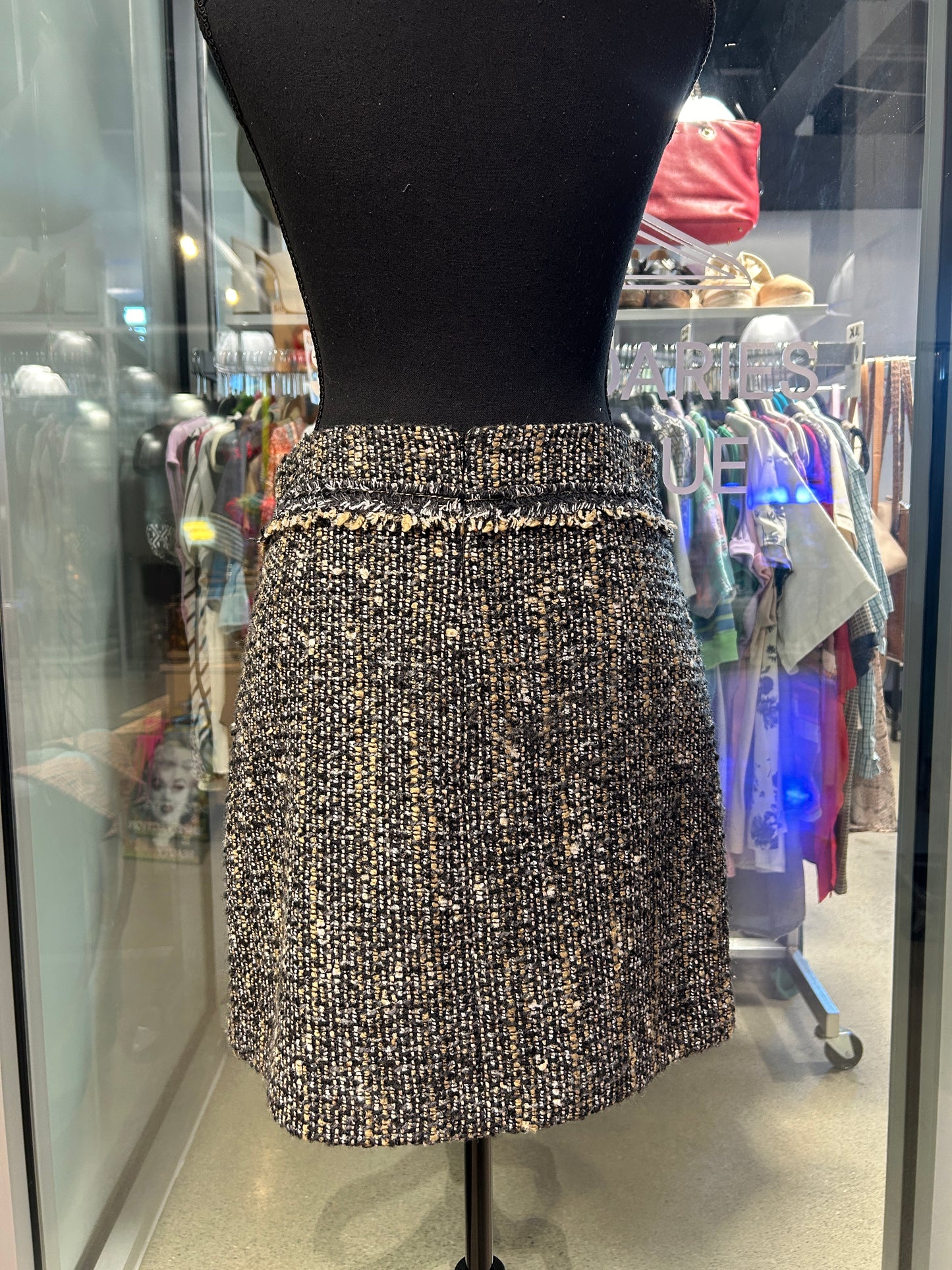 Black and tan tweed mini skirt