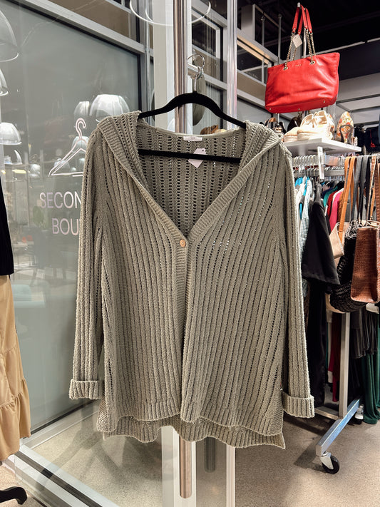 Sage Green Hooded Knit Cardigan