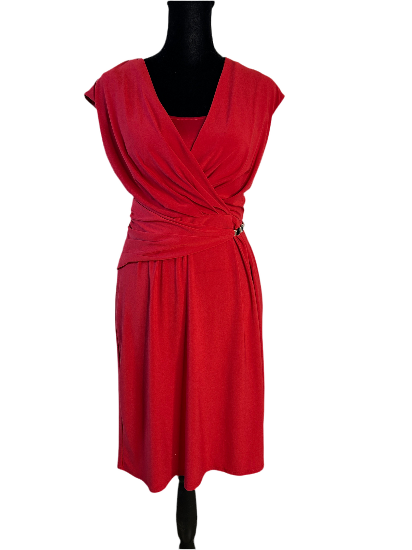 Red Wrap-Style Dress