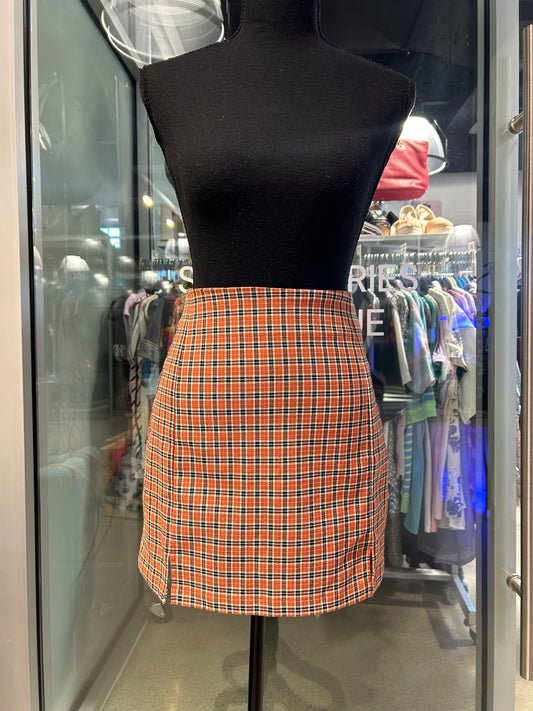 Mini orange plaid skirt