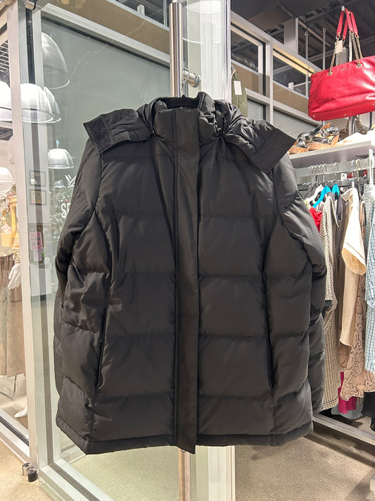 L.L Bean black puffer jacket with detachable faux fur hood