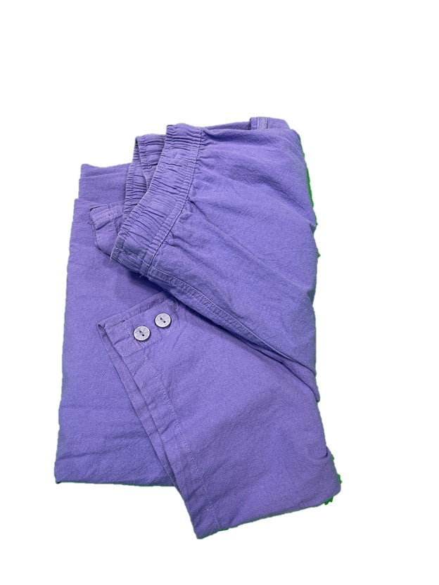 Elastic Drawstring Periwinkle Cotton Cropped Pants