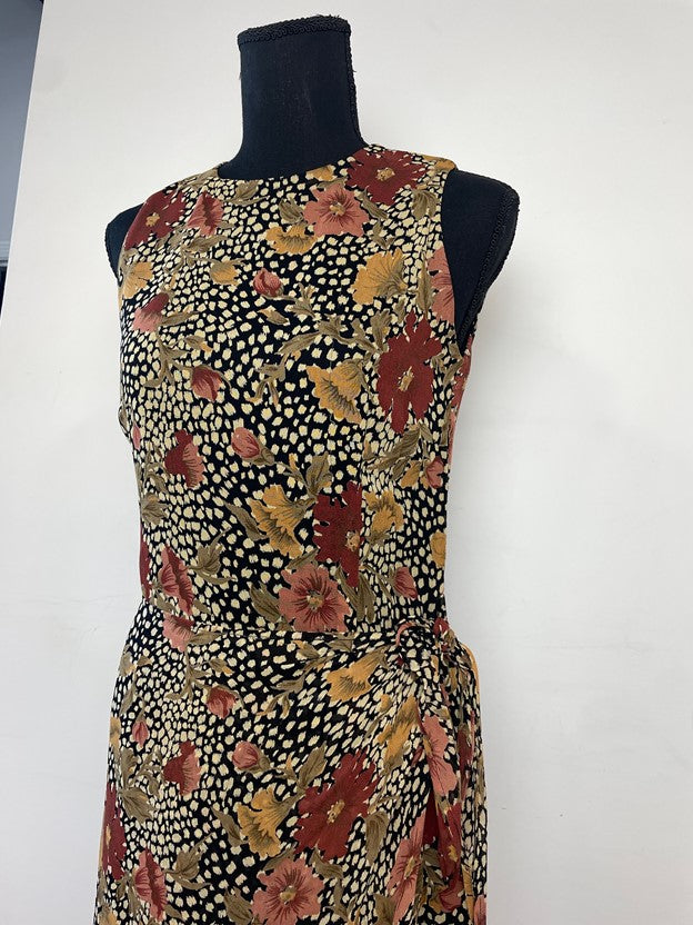 Mixed Pattern High Neck Maxi Dress