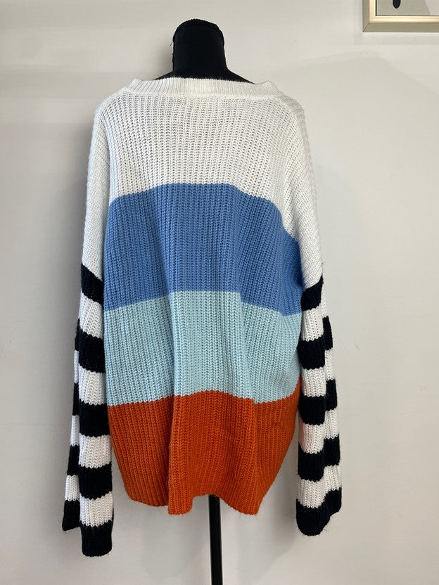 Color Block Stripe Knit Sweater