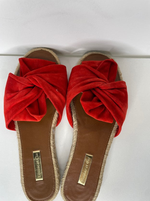 Red Suede Bow Slip on Sandal