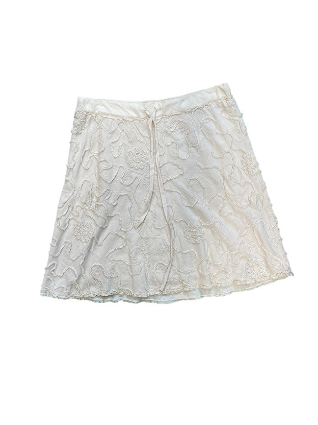 Beige Floral Embroidered Skirt