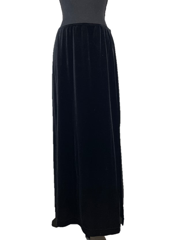 Black Suede Side Slit Maxi Skirt