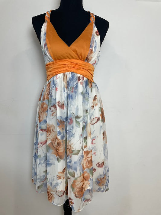 Multicolor floral Halter Dress With Waist Detail & Tie