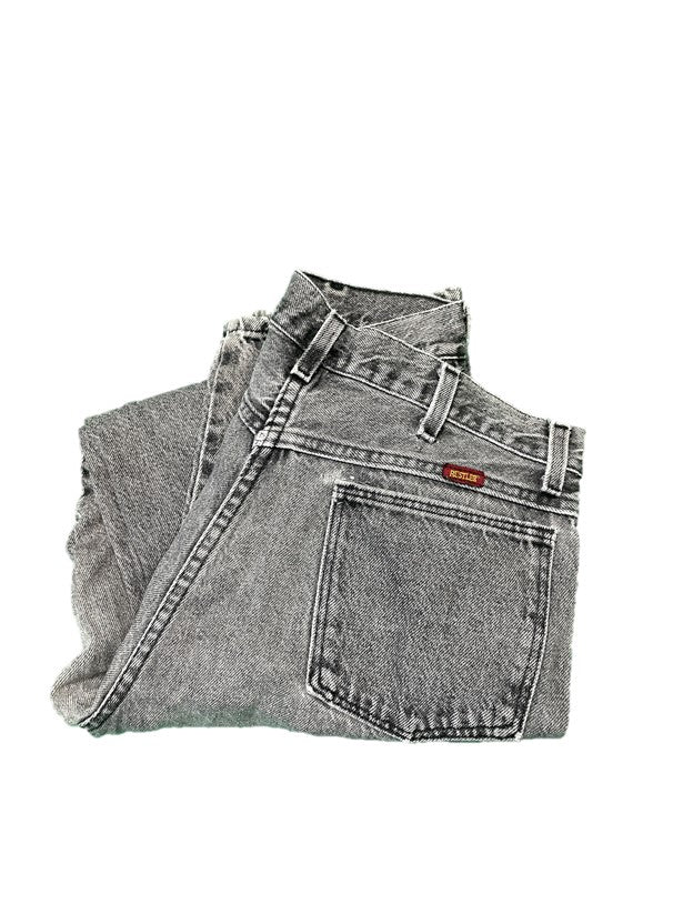 Gray Wash Mid Rise Straight Fit Denim Jeans