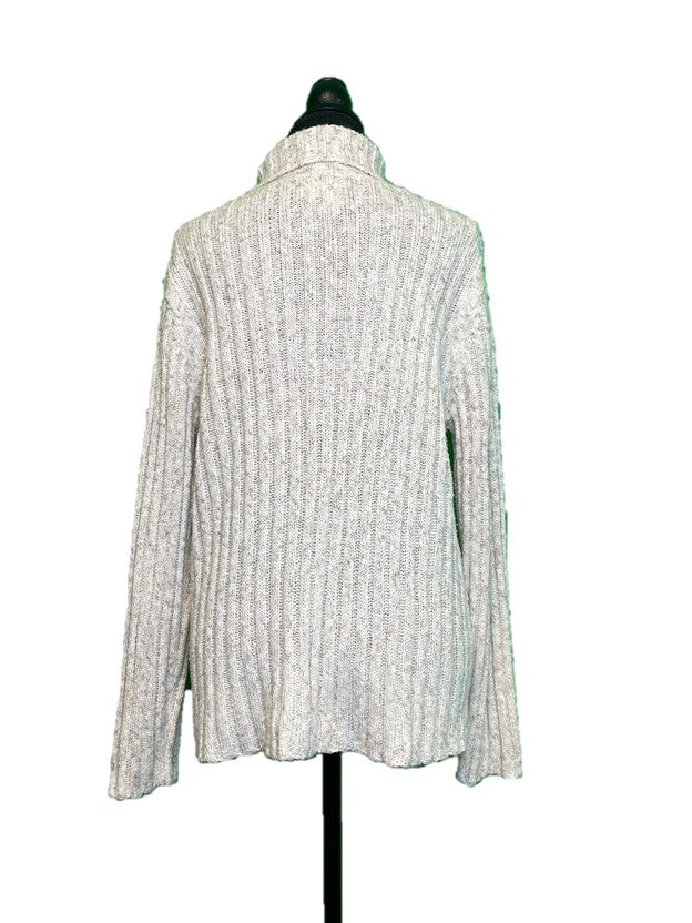 Two Tone Cream Knit Turtleneck Sweater