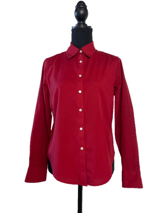 Red Wrinkle Resistant Button Up