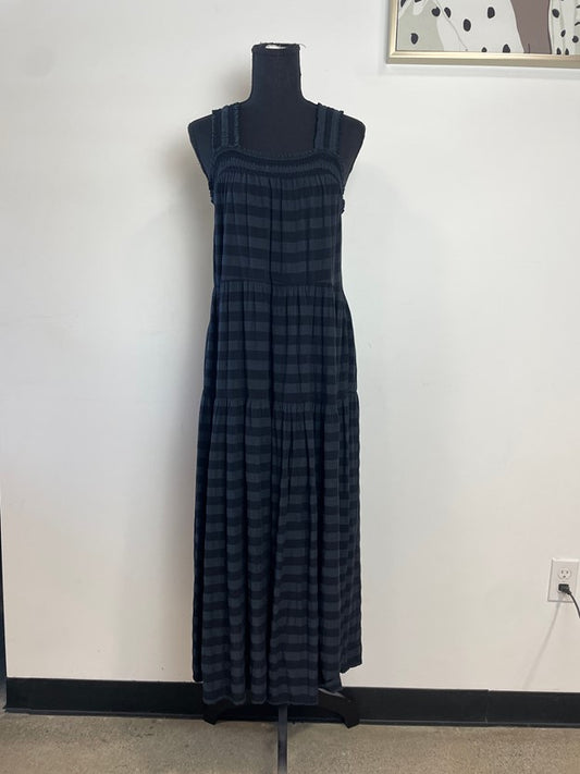 Black/Gray Stripe Smock Maxi Dress