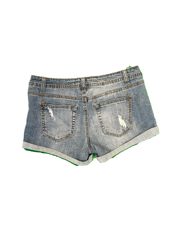 Distressed Mid Wash Short Shorts