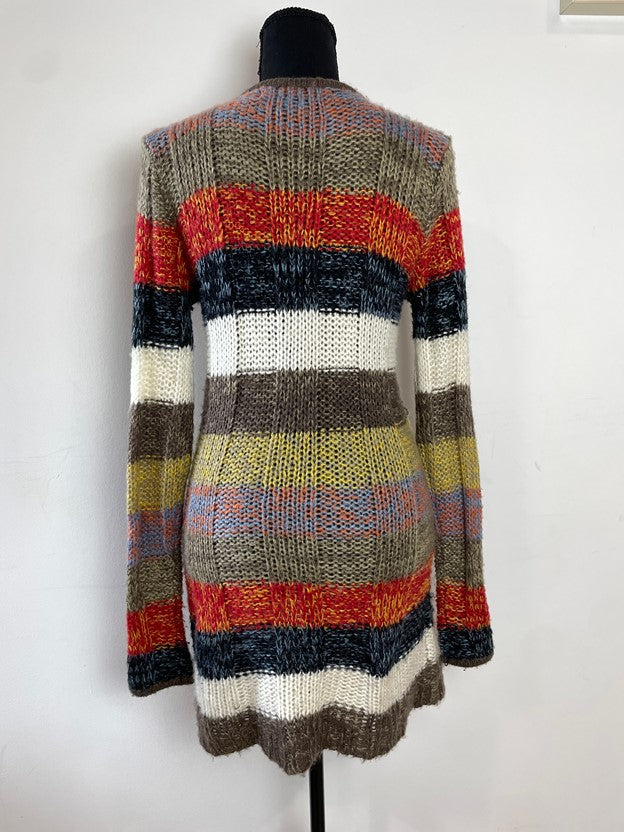 Multicolor Striped Knit Long Sleeve Sweater Dress