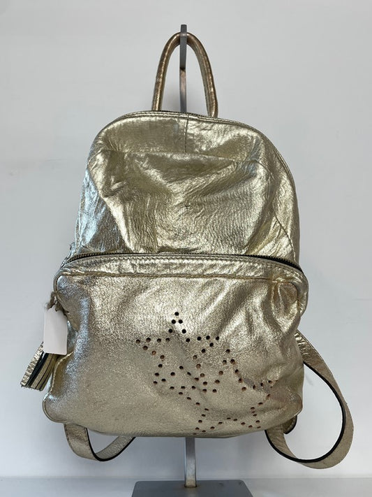 Gold Metallic Mini Backpack w/ Detachable Charms