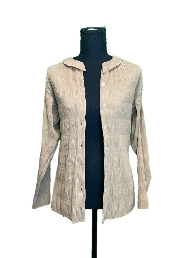 Pleated Button up Collared Blouse