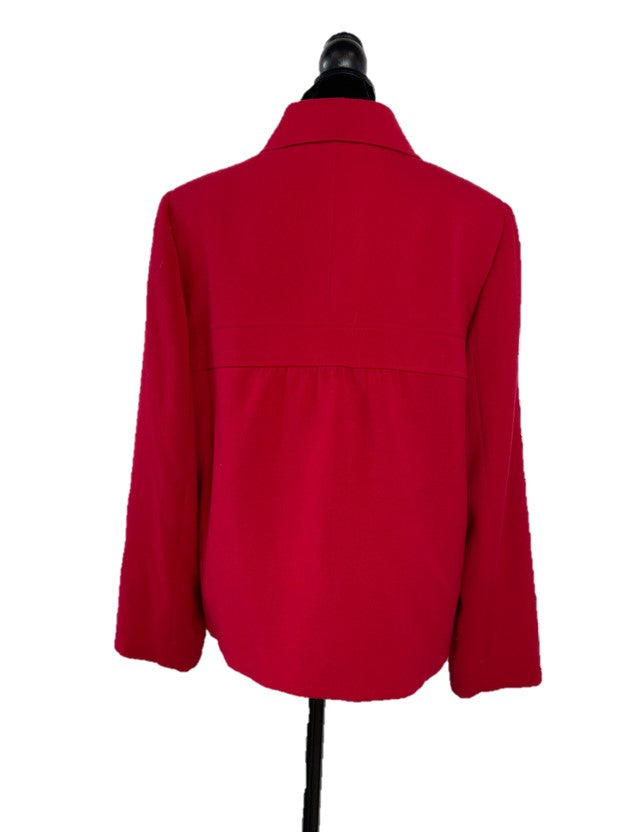 Red Terry Button UpJacket w shoulder pads