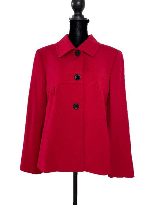 Red Terry Button UpJacket w shoulder pads
