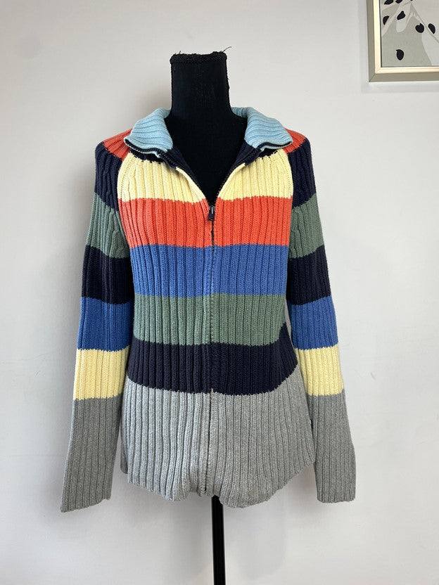 Multicolor Striped Color Block Knit Sweater