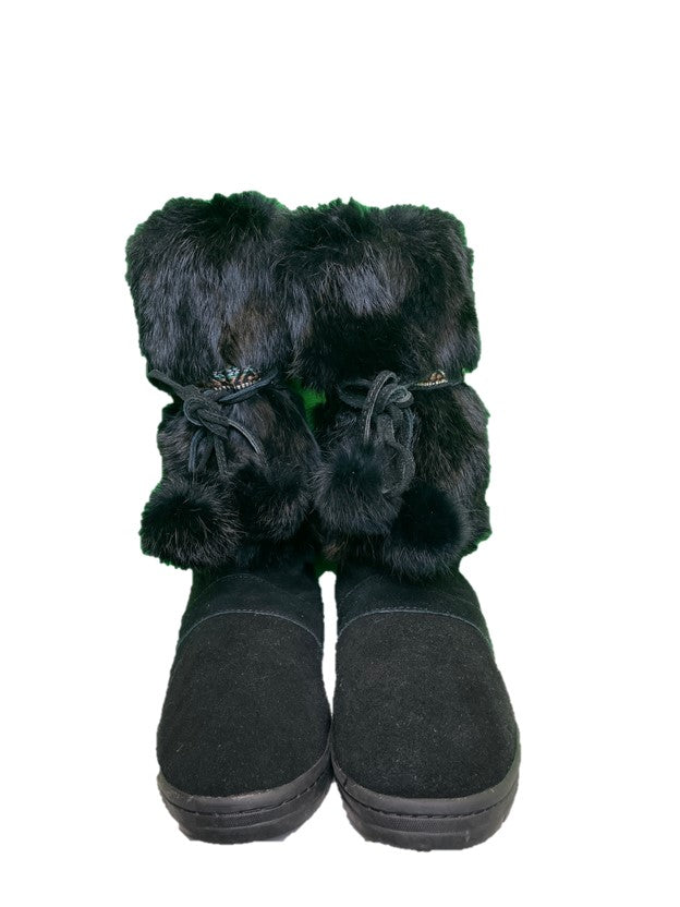 Rabbit Fur and Leather Winter Boots Tall