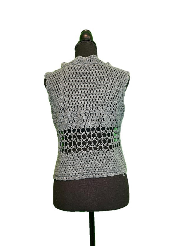Teal Green Crochet Sleeveless Top
