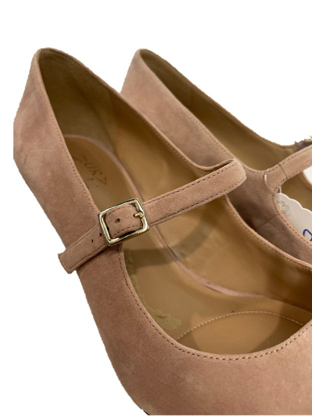 Nude Suede Mary Jane Pumps