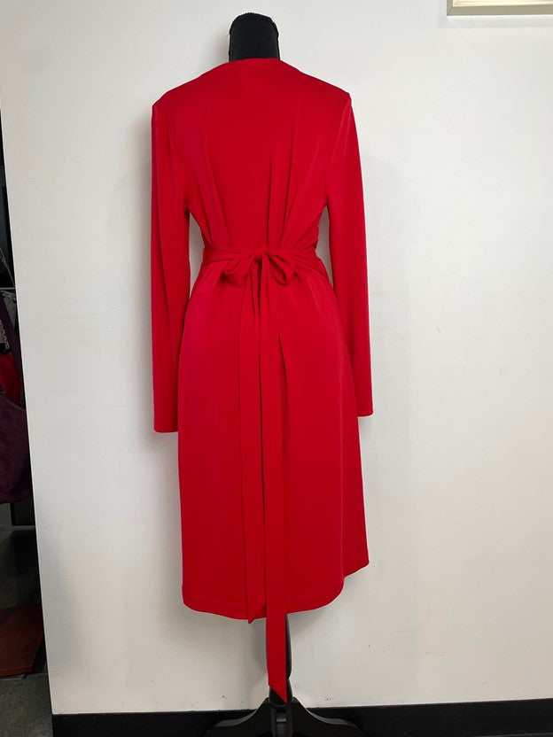 Red Long Sleeve Mini Wrap Dress