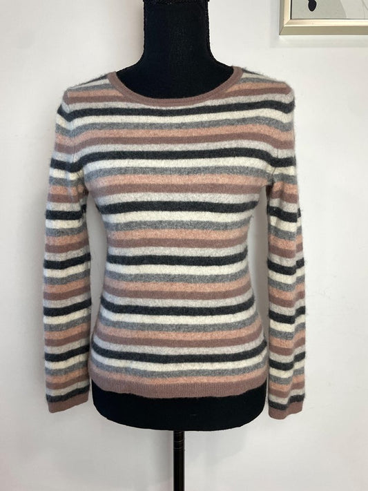 2 Ply Cashmere Striped Crewneck Sweater