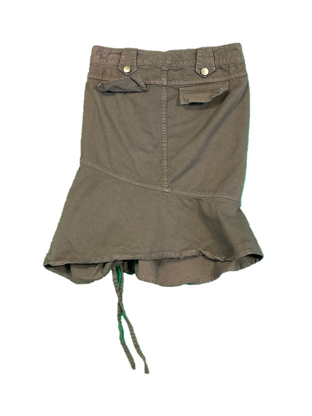 Army Green Asymmetrical Cargo Skirt