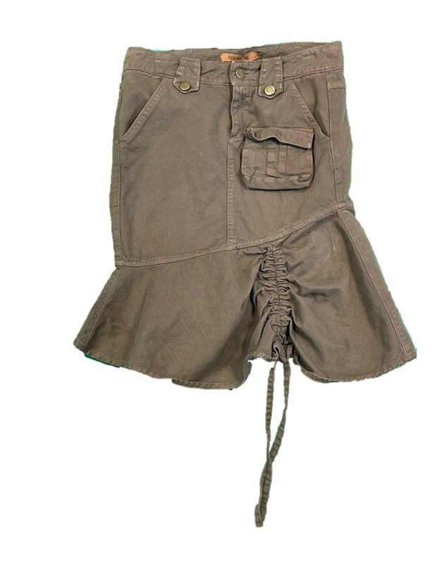Army Green Asymmetrical Cargo Skirt