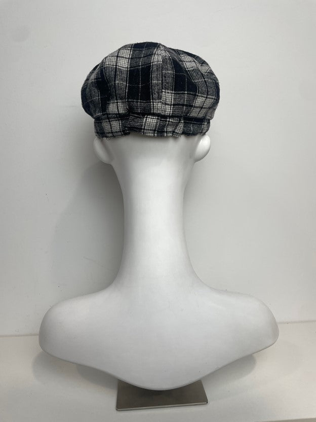 Wool Blend Gray/ B&W Plaid Newsboy Cabbie Hat